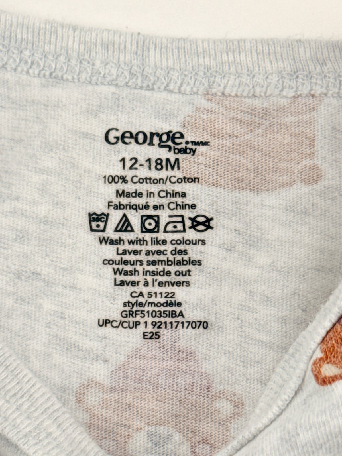 George Baby Bear Print Bodysuit 12-18M