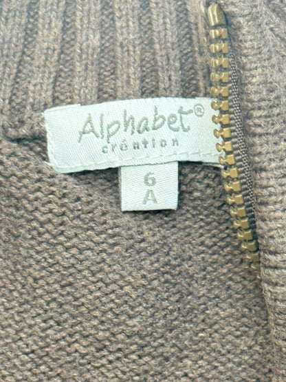 Alphabet Création Brown Quarter-Zip Sweater Size 6