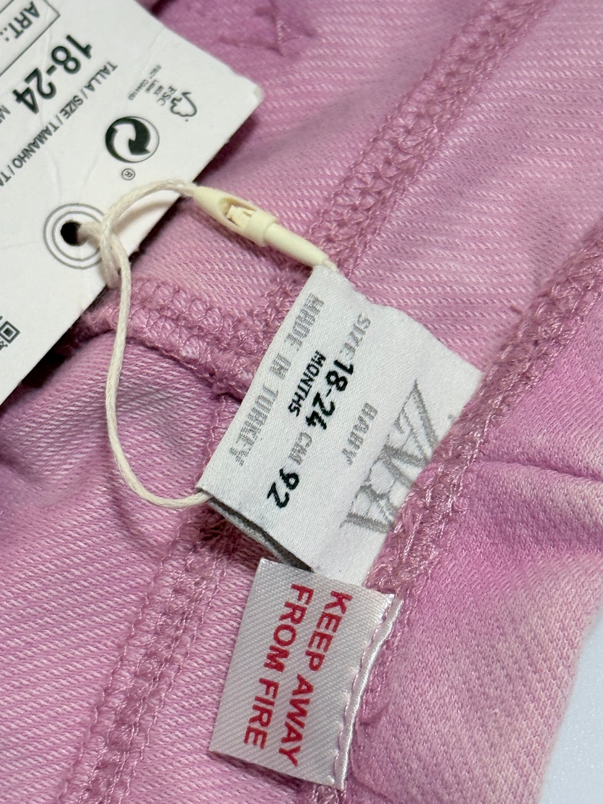 NWT- Zara Pink Denim Leggings 18-24M