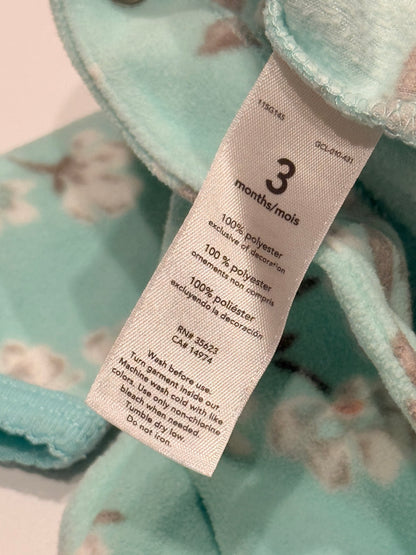 Carter's Teal Floral Fleece Sleeper 3M