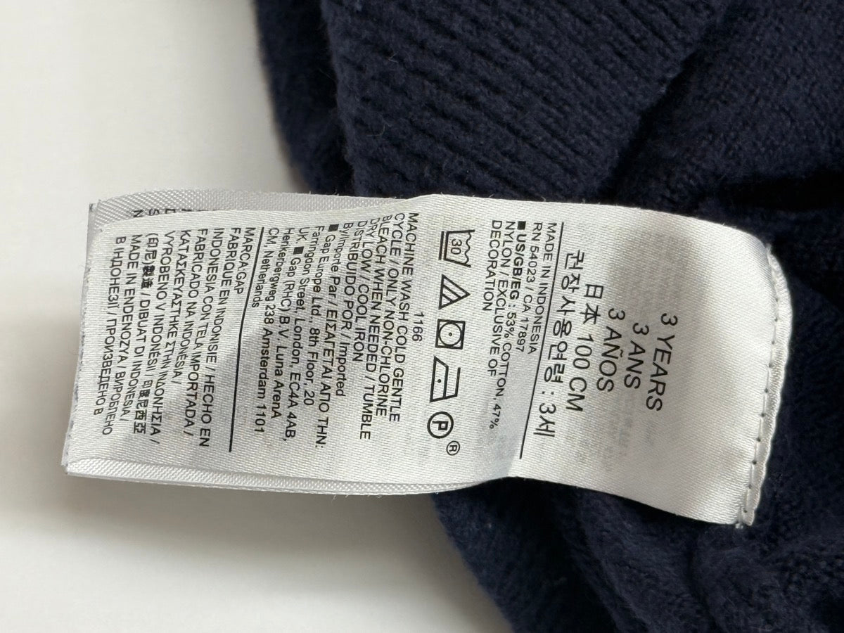 Baby Gap Navy Bear Logo Hoodie 3T