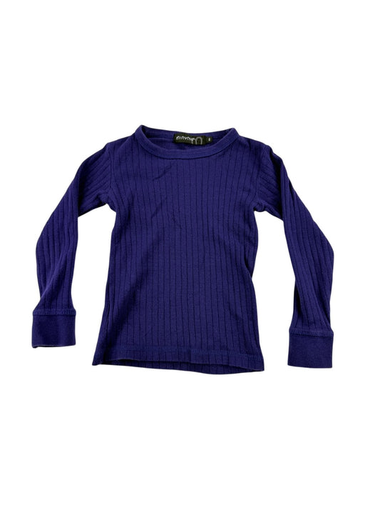 Minymo Purple Ribbed Long Sleeve Top Size 4-5Y