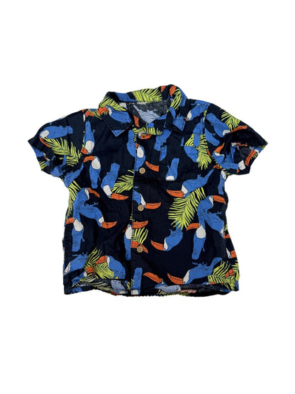 Toucan Print Button-Up Short Sleeve Shirt 18-24m