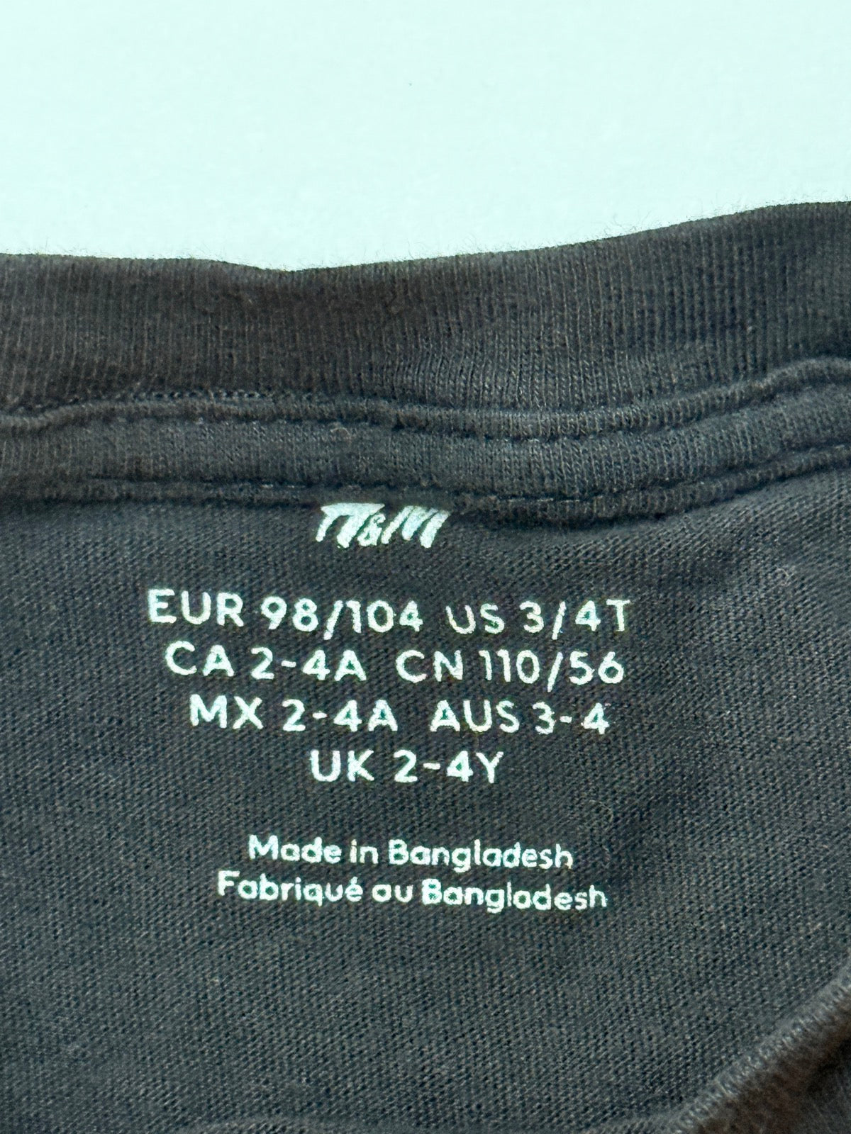 H&M Black T-Shirt Size 2-4Y