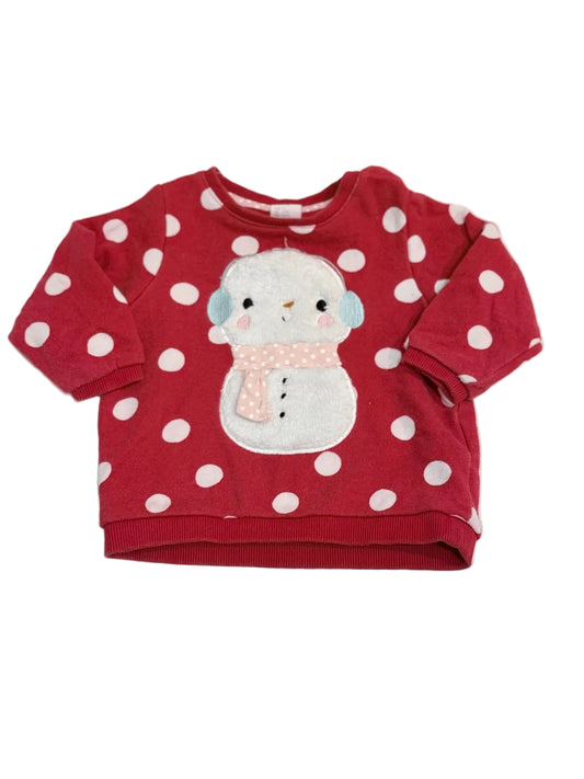 H&M Red Polka Dot Snowman Sweatshirt 6-9M