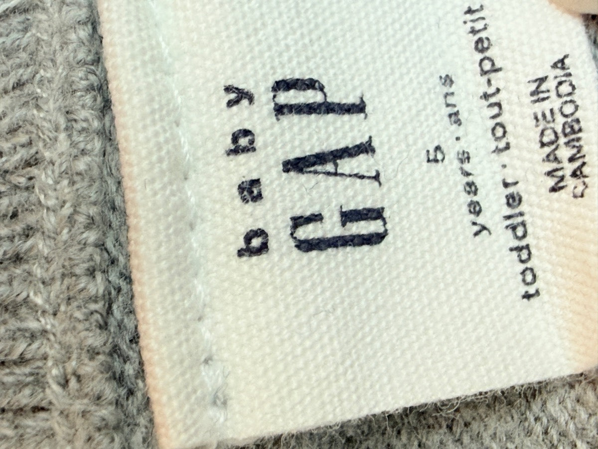 Baby Gap Gray Knit Cotton V-Neck Sweater Size 5