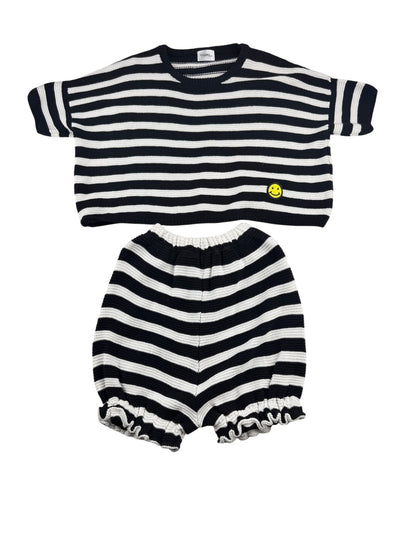 Yami Kids Striped Knit Smiley Set 5-7y
