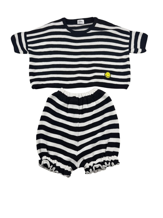 Yami Kids Striped Knit Smiley Set 5-7y