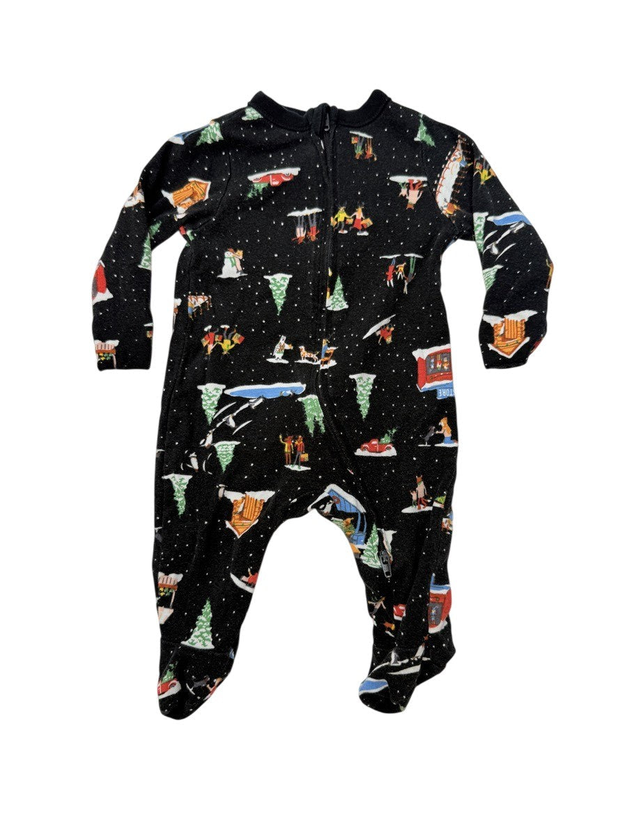 Old Navy Holiday Village Print Sleeper 0-3M