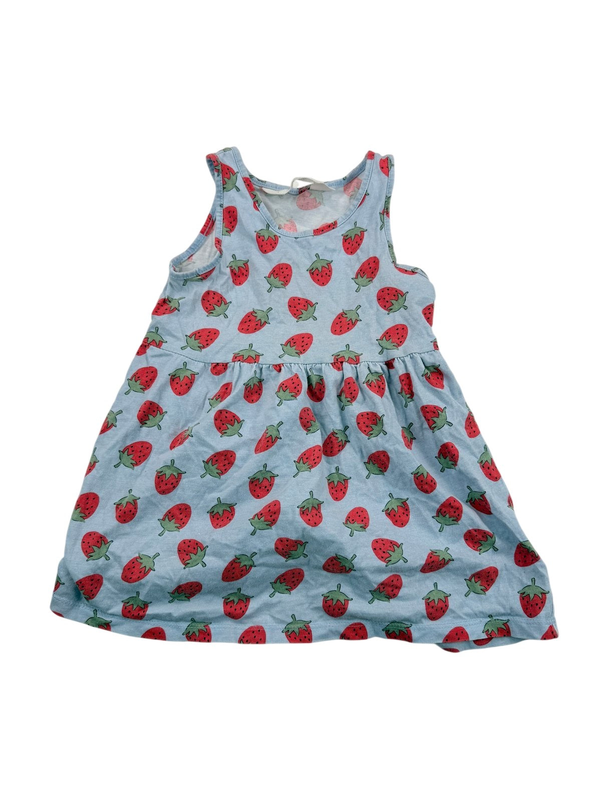 H&M Strawberry Print Blue Dress Size 2T