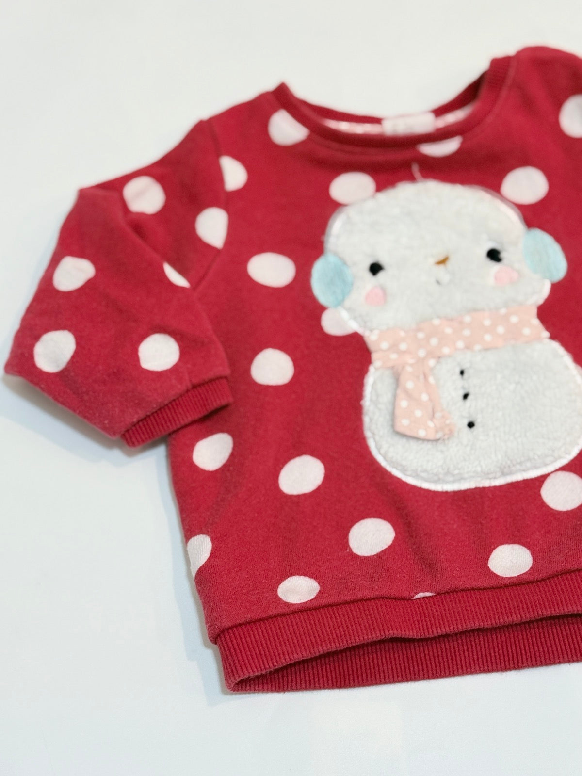 H&M Red Polka Dot Snowman Sweatshirt 6-9M