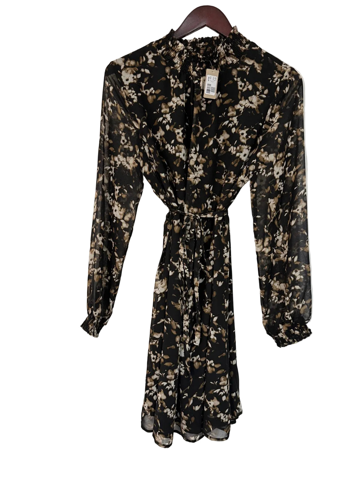 NWT Thyme Black Floral Smocked Midi Dress M