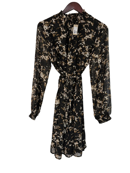 NWT Thyme Black Floral Smocked Midi Dress M