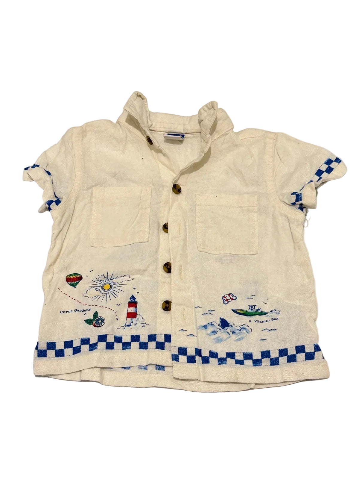 Old Navy Map Print Button Shirt 12-18M