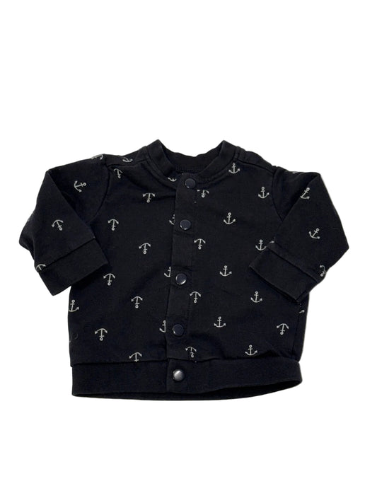 H&M Navy Anchor Print Cardigan 1-2M