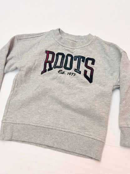 Roots Kids Gray Embroidered Logo Sweatshirt 3T