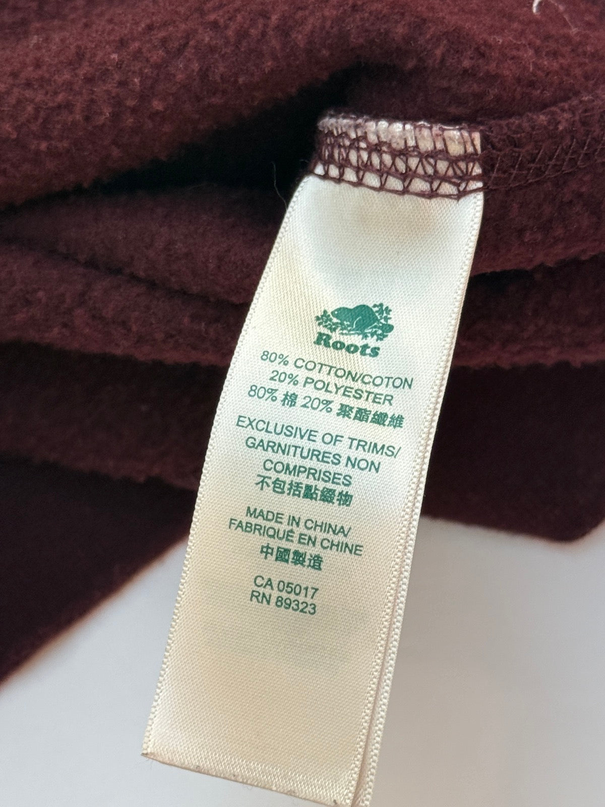 Roots Maroon Zip Hoodie Baby 5Y