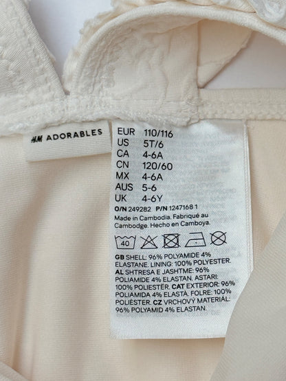 H&M Adorables Cream Ruffle Swimsuit Size 5T/6
