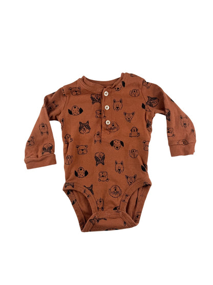 carter's Dog Print Henley Bodysuit 6M