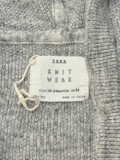 Zara Knit Wear Grey Hooded Cardigan 18-24M