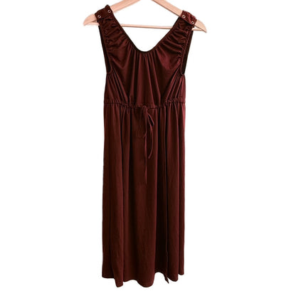 Maternity / Nursing Friendly Burgundy V-Neck Drawstring Midi Dress M