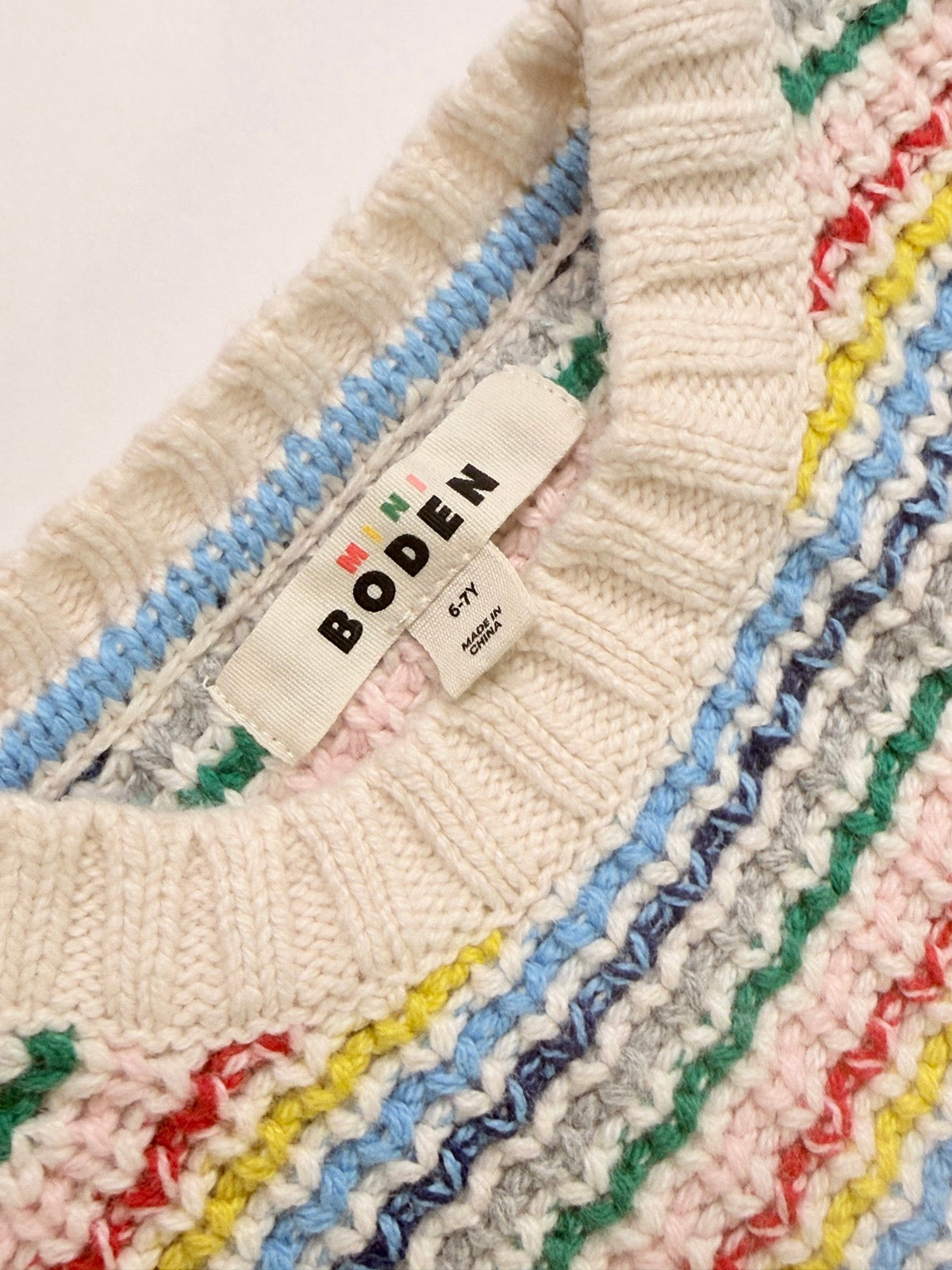 Mini Boden Striped Knit Sweater 6-7Y