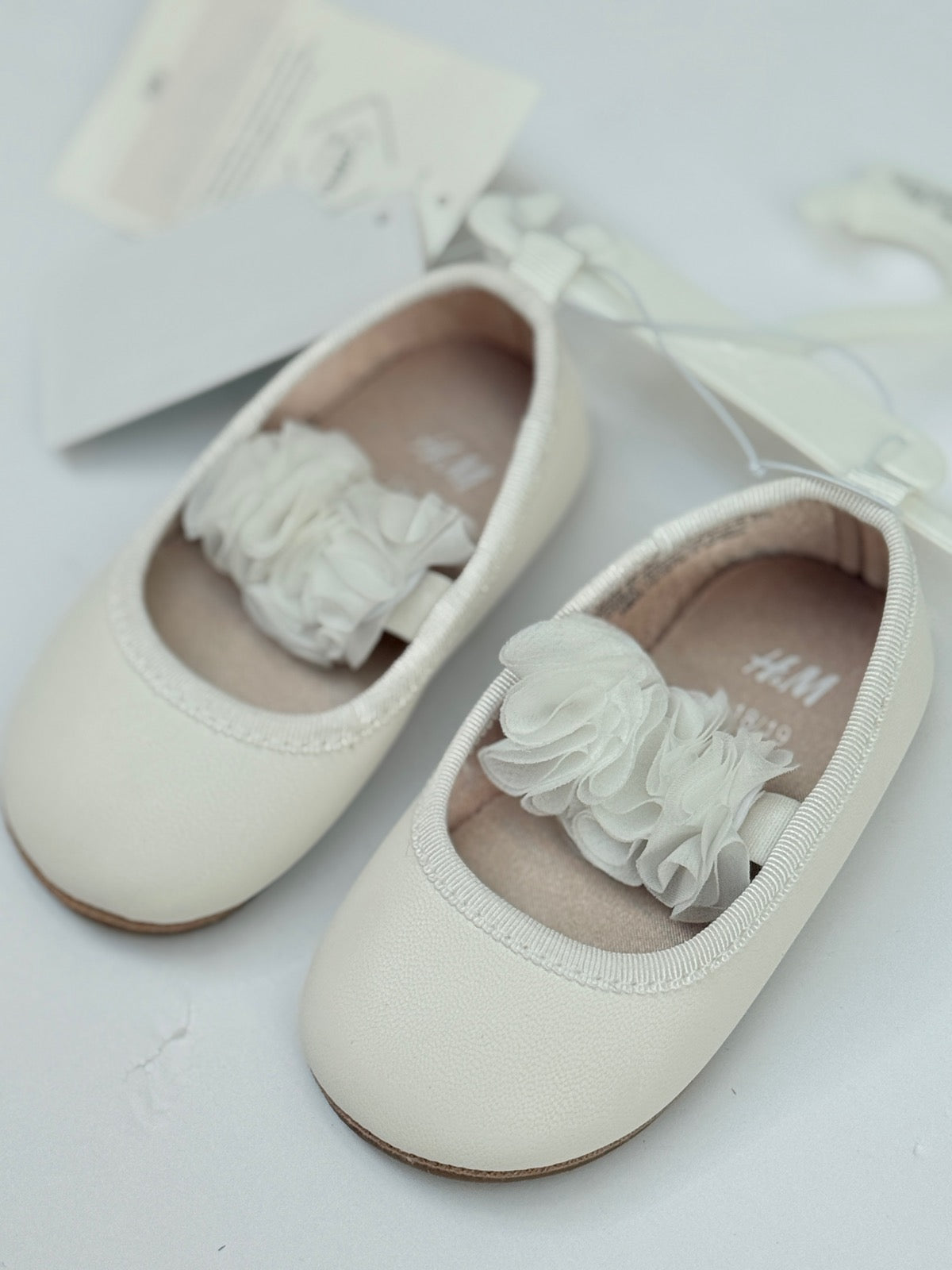 H&M White Floral Ballet Flat Shoes EUR US4/5