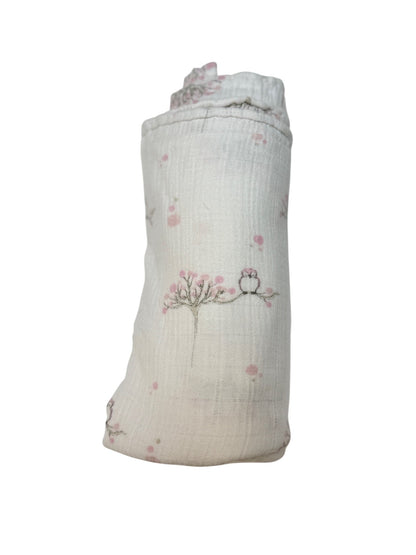 Aden + Anais Owl Cherry Blossom Muslin Swaddle Blanket