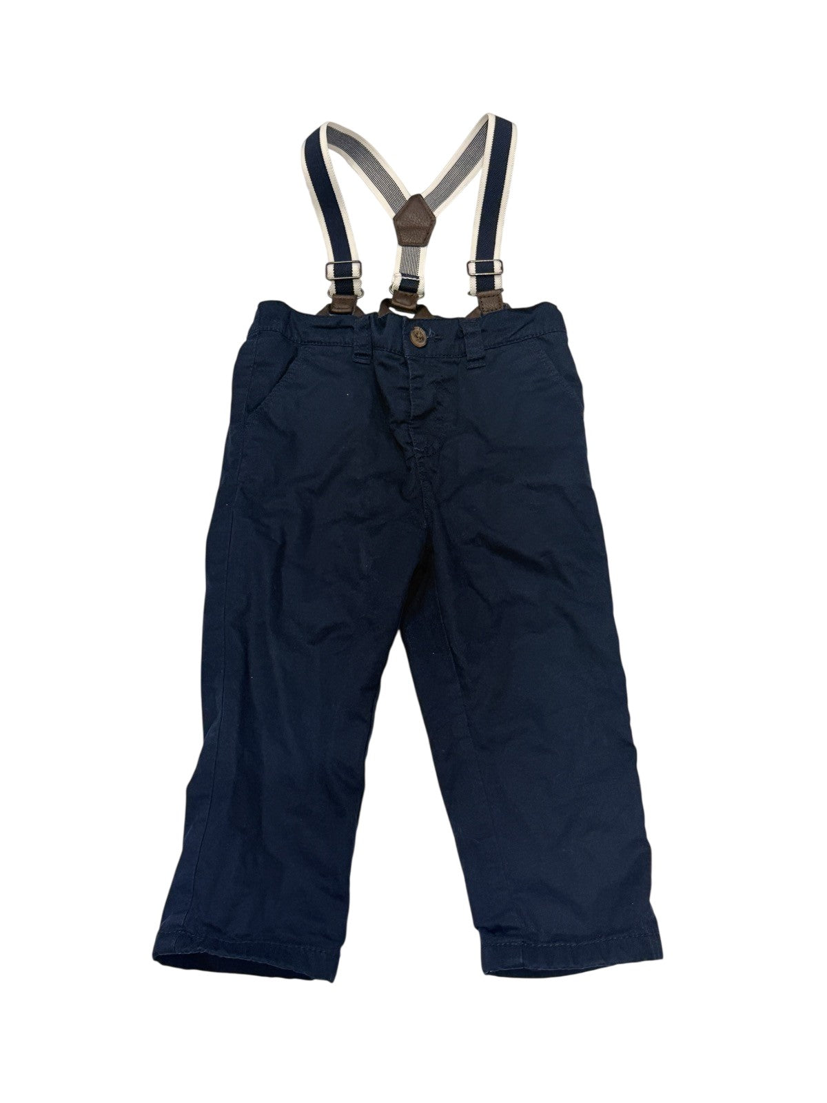Joe Fresh Navy Chino Pants with Suspenders 18-24M