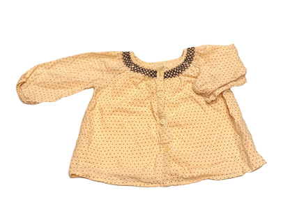 Cream Cotton Star Print Smocked Baby Shirt 12m
