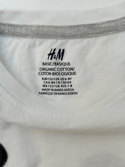 H&M White Spotted T-Shirt Size 6-8