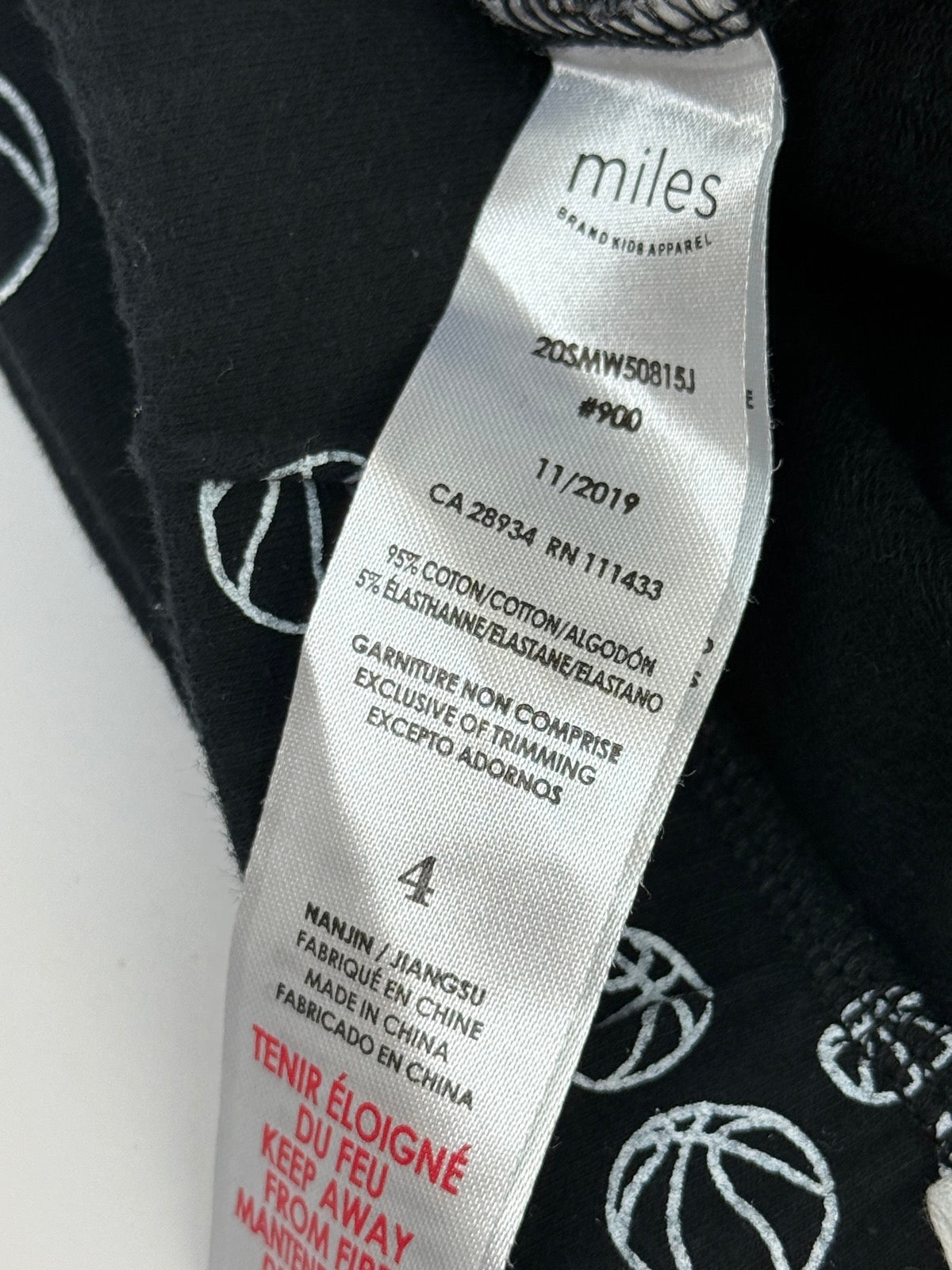 Miles Basketball Print Shorts Size 4