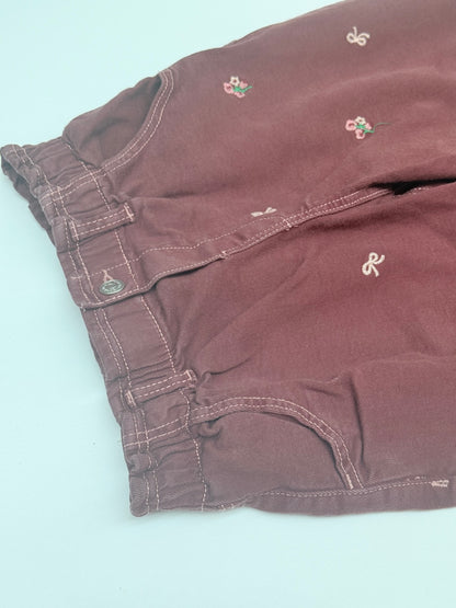 Zara Embroidered Floral Bow Pants 6Y