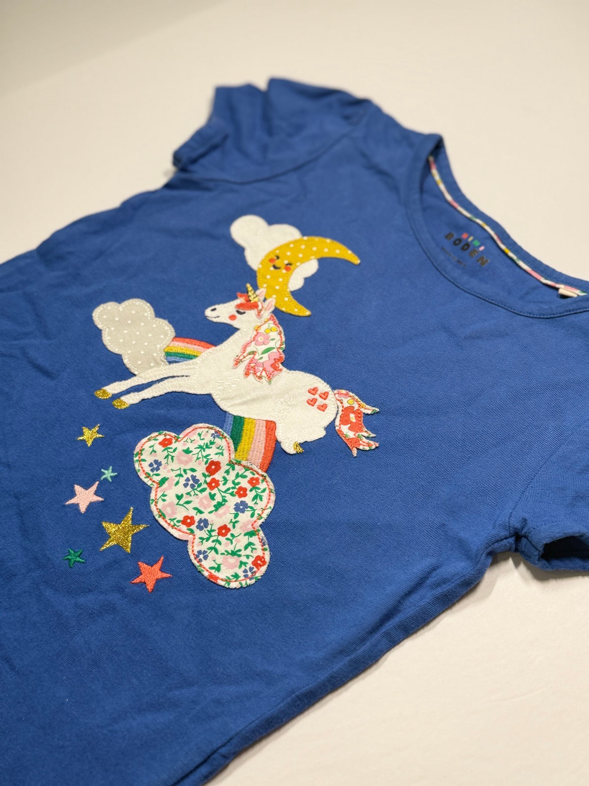 Mini Boden Unicorn Appliqué T-Shirt 5-6Y