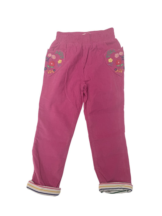 Mini Boden Pink Corduroy Floral Pants 4Y