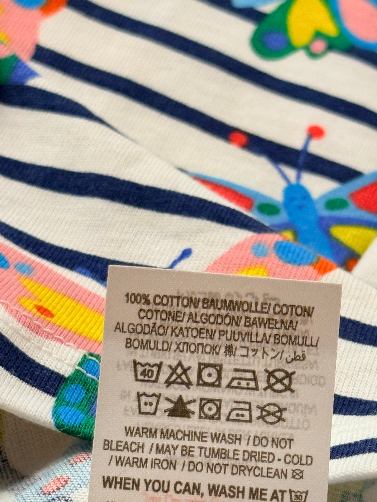 Boden Butterfly Stripe T-Shirt Size 4-5y