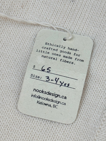 New With Tags Nooks Design Cream Merino Cardigan 3-4y