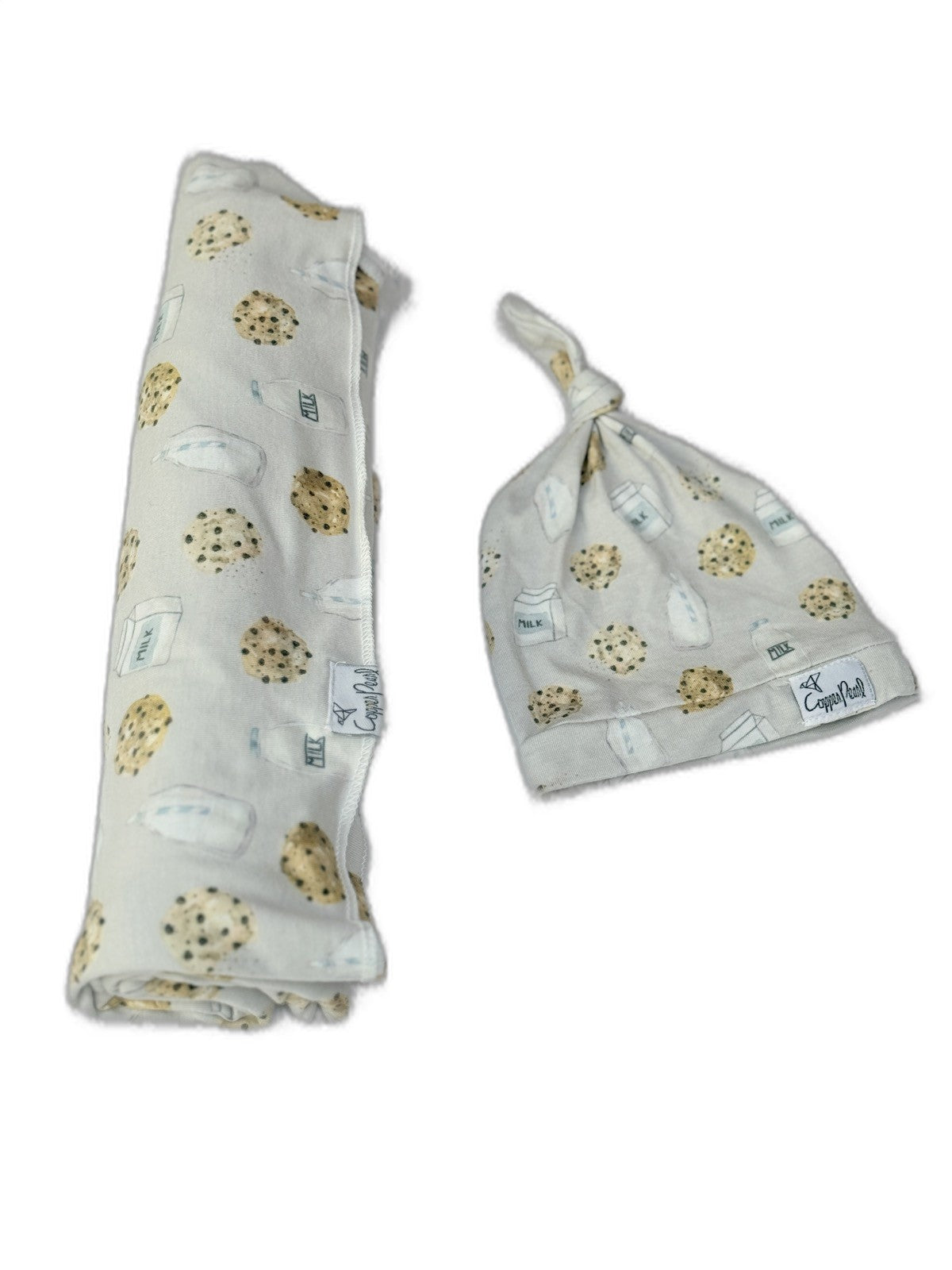 Copper Pearl Milk & Cookies Swaddle Hat Set NB