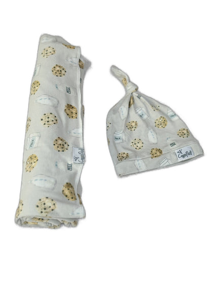 Copper Pearl Milk & Cookies Swaddle Hat Set NB