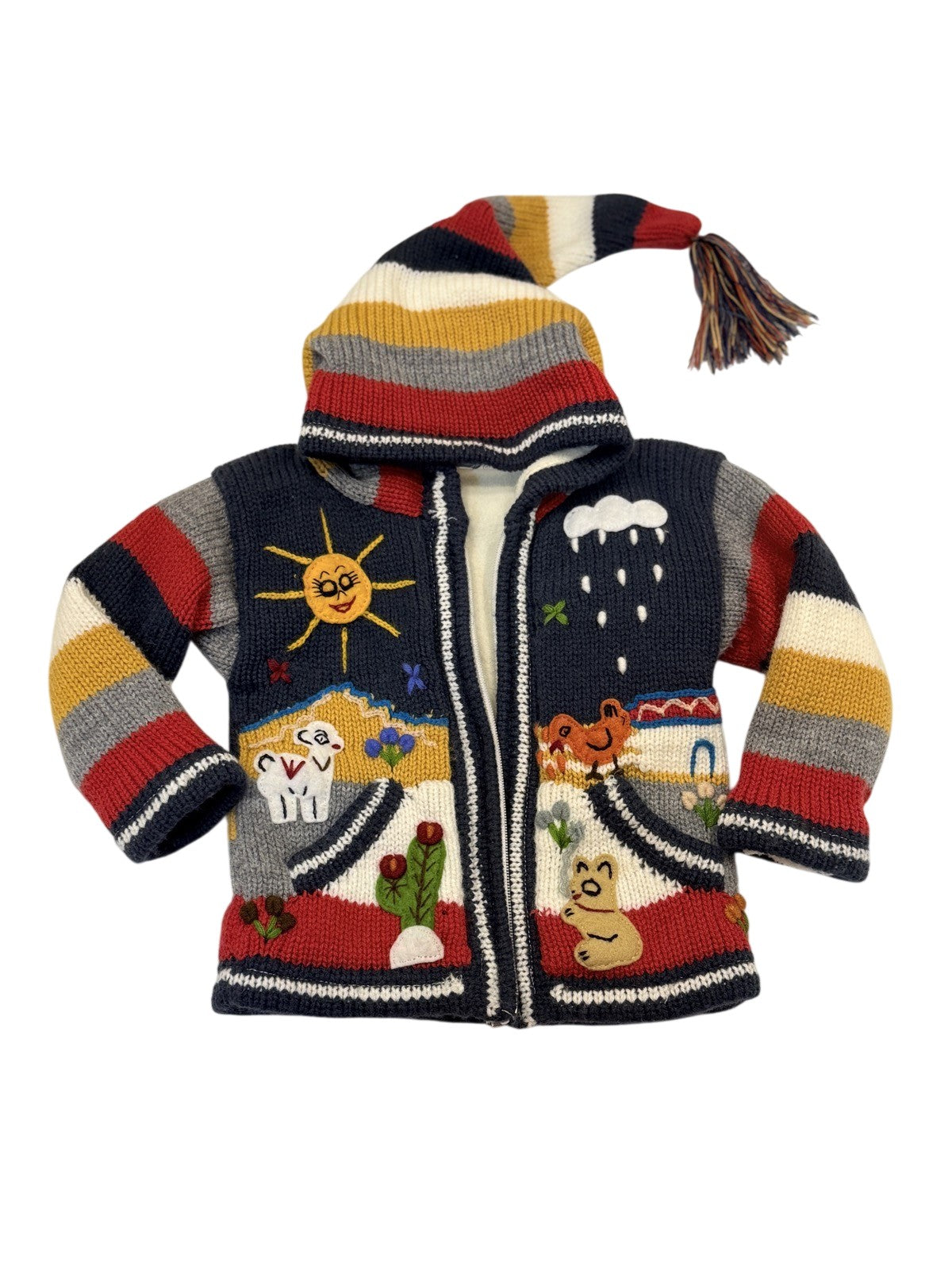 Peruvian Embroidered Hooded Cardigan Size 2T