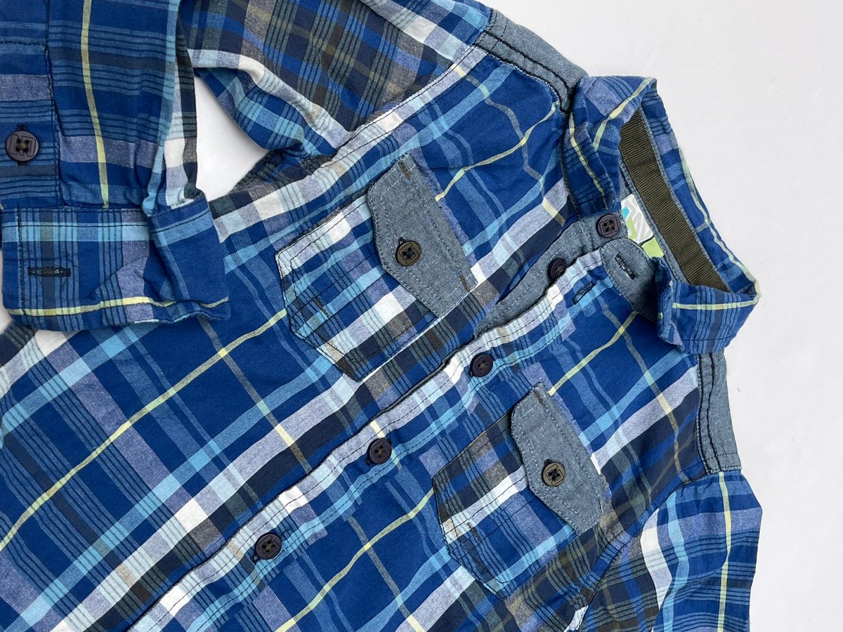 Nano Blue Plaid Button-Up Shirt Size 2