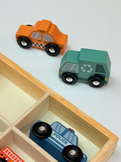 Wooden City Vehicles & Road Signs Play Set