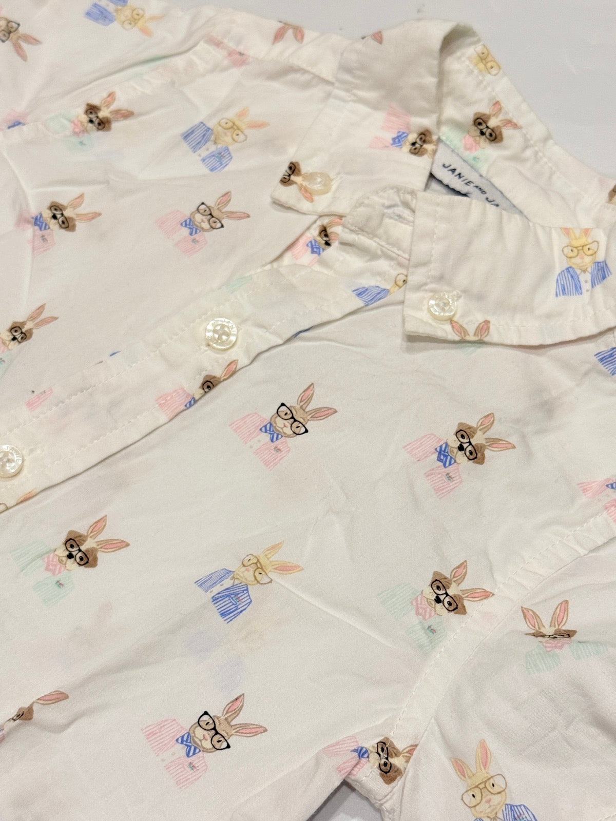 Janie and Jack Bunny Print Button Shirt Size 3