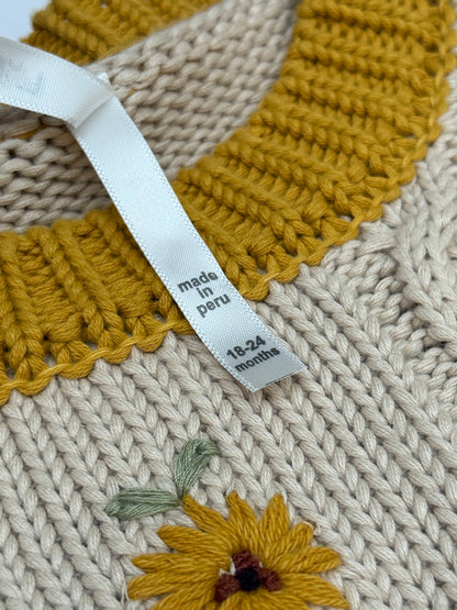 Wild Wawa Floral Embroidered Knit Sweater 2-3y