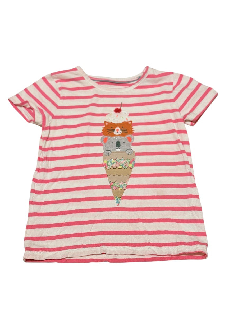 Mini Boden Pink Stripe Koala Tee 5-6Y