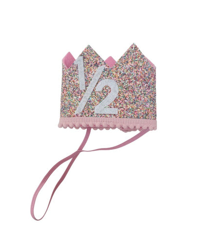 Glitter Half Birthday Crown Baby Girl