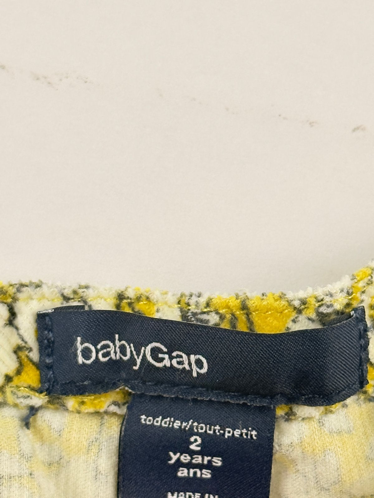 Baby Gap Yellow Floral Corduroy Top 2T