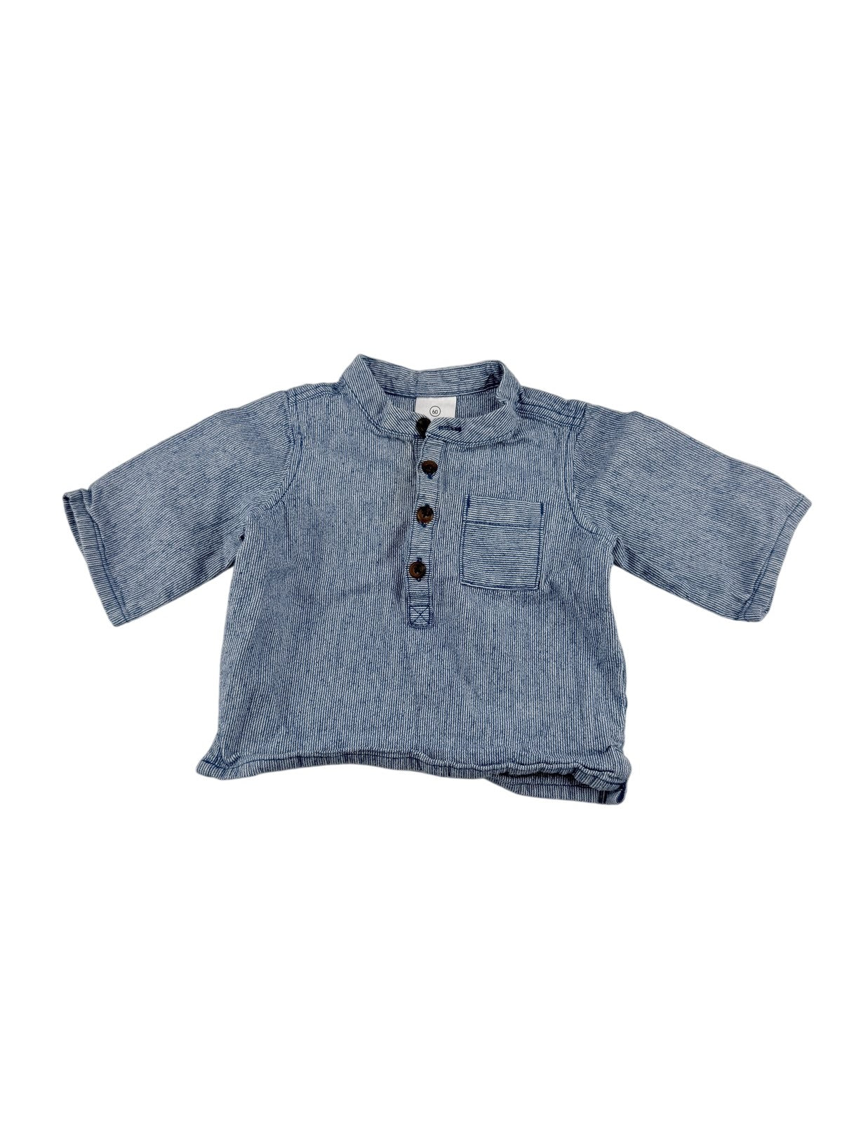 Hanna Andersson Blue Striped Henley Shirt 3M