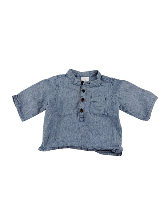 Hanna Andersson Blue Striped Henley Shirt 3M