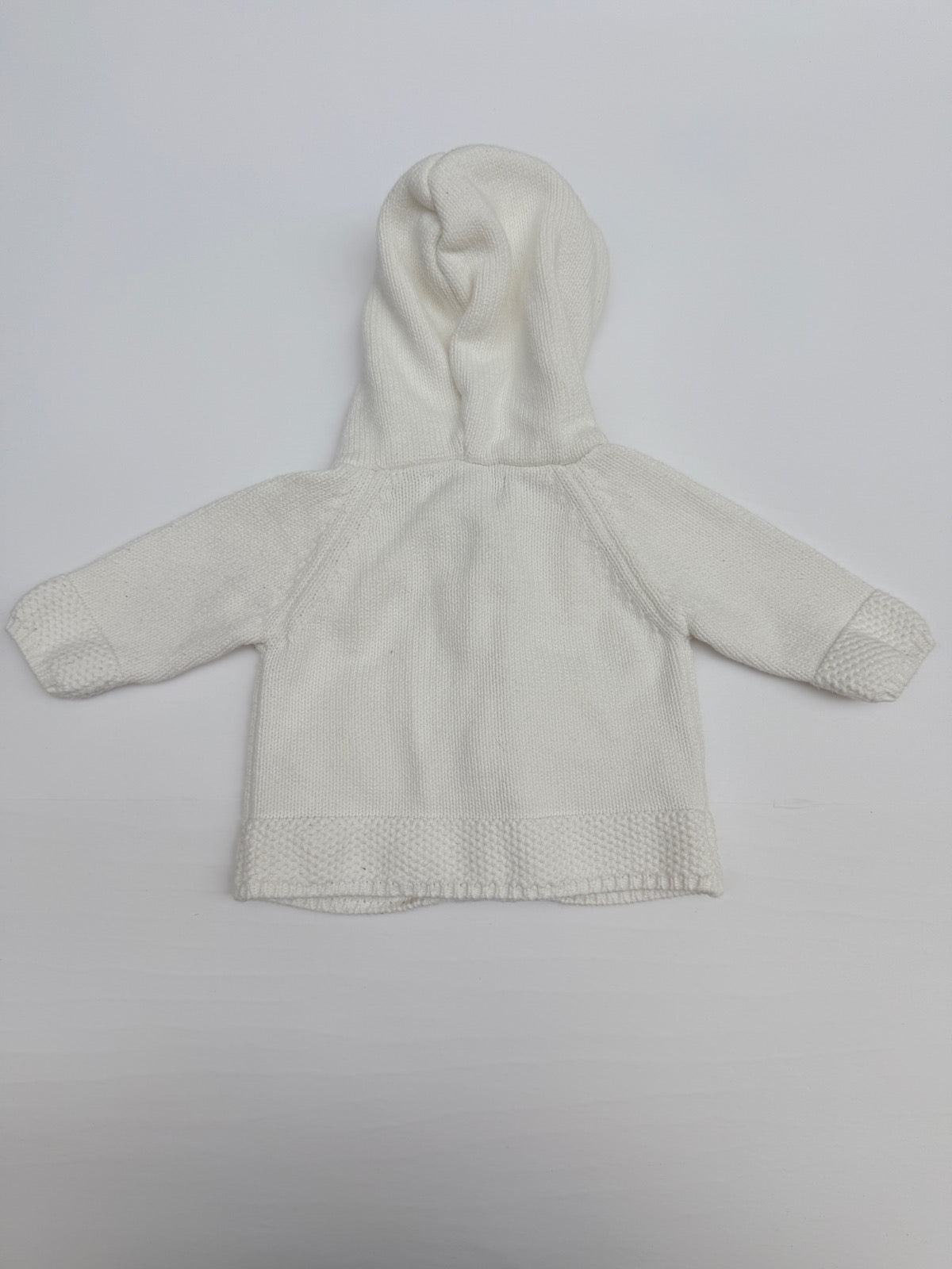 Beba Bean Ivory Knit Hooded Cardigan 0-3M